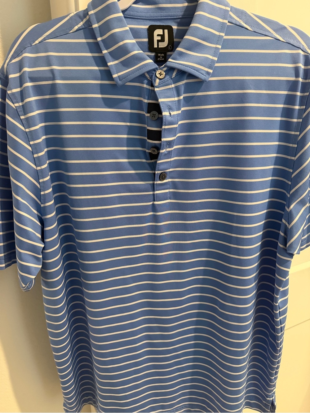 FootJoy Light Blue and White Striped Polo